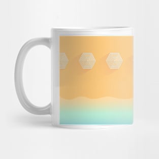 Sandy beach, top view, summer vacation illustration Mug